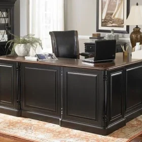 Meja Kantor Sudut (L-Shape) Jati – Manajemen Kabel Rapi